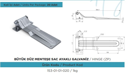 KAPALI KASA ARKA KAPAK BUYUK DUZ MENTESE SAC AYAK GALVENIZ